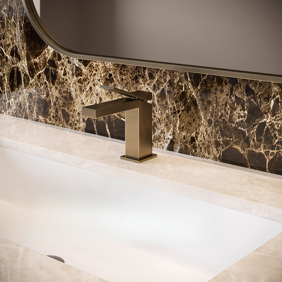 Смеситель для раковины Gessi Rettangolo K, без донного клапана, цвет Warm Bronze Brushed PVD - изображение 1