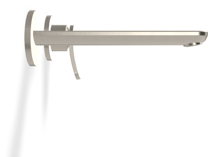 Смеситель для раковины Carlo Frattini Flo, настенный, с донным клапаном Click-Clack, L-218 мм, внешняя часть, цвет никель брашированный - изображение 2