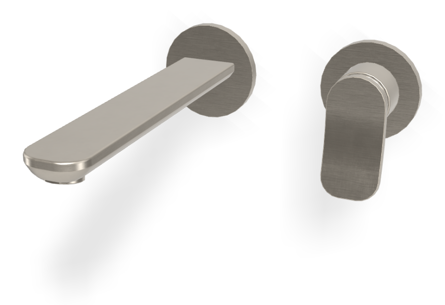 Смеситель для раковины Carlo Frattini Flo, настенный, с донным клапаном Click-Clack, L-218 мм, внешняя часть, цвет никель брашированный