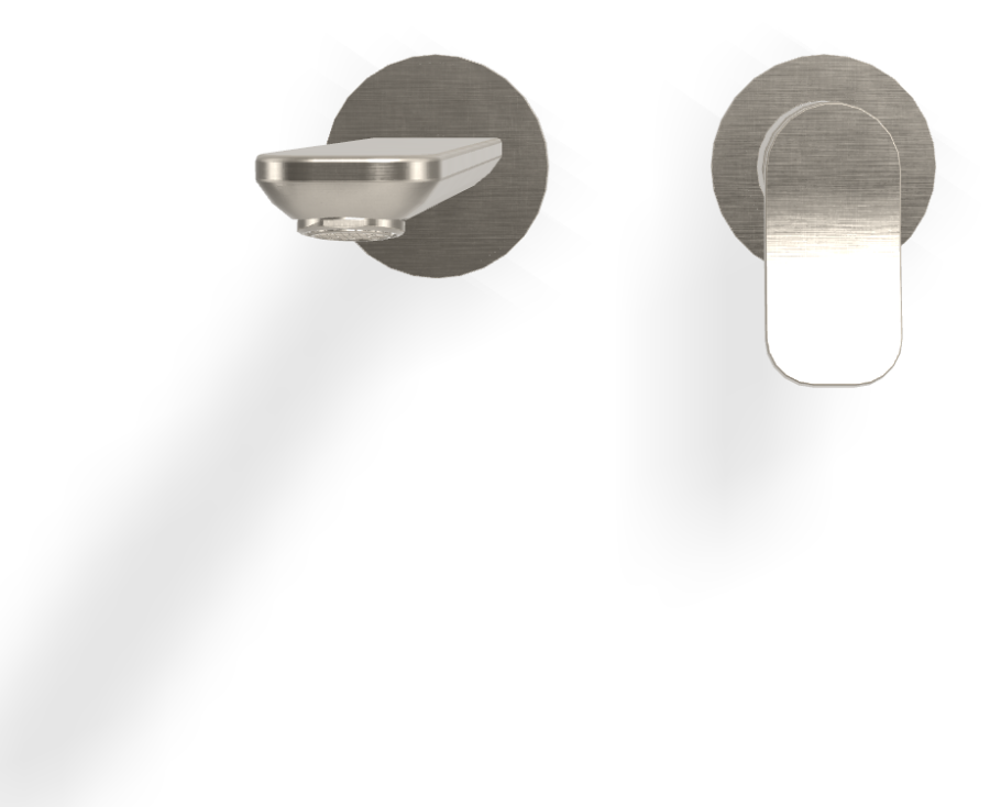 Смеситель для раковины Carlo Frattini Flo, настенный, с донным клапаном Click-Clack, L-218 мм, внешняя часть, цвет никель брашированный - изображение 1