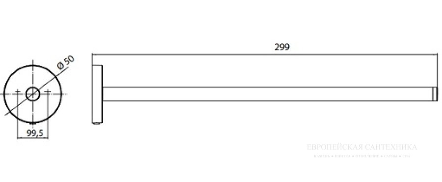 Полотенцедержатель, Emco Round, ø 50 х 299 мм, одинарный, хром - изображение 1