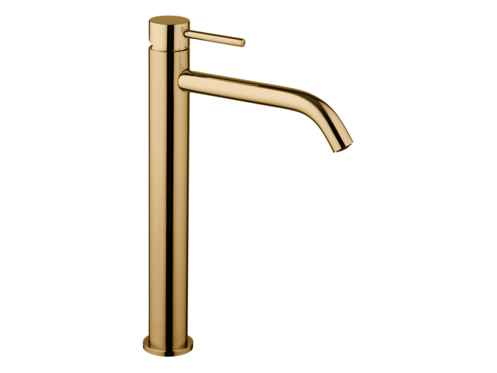 На изображении товар Высокий смеситель Carlo Frattini Spillo up  для раковины, без донного клапана, цвет золото брашированное от официального представителя в Москве