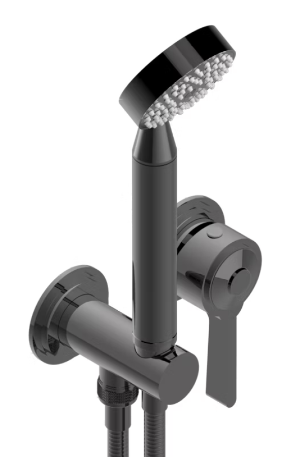 Смеситель для душа THG Le 9 Howlite, с душевым гарнитуром, встраиваемый, внешняя часть, цвет  Matt graphite PVD