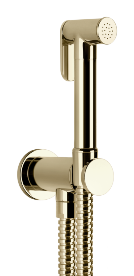 Гигиенический душ Gessi, шланг 1250 мм, шланговое подсоединение с держателем лейки, цвет Brass PVD
