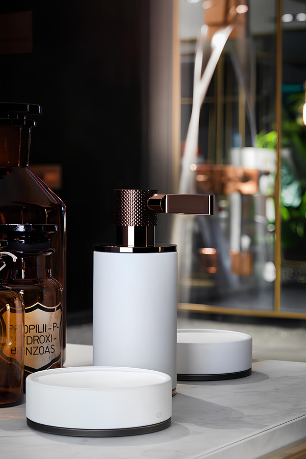 Мыльница Gessi Inciso ⌀115 мм, настольная, цвет White/Warm Bronze Brushed PVD - изображение 3