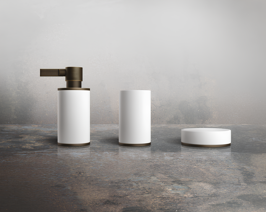 Мыльница Gessi Inciso ⌀115 мм, настольная, цвет White/Warm Bronze Brushed PVD - изображение 2