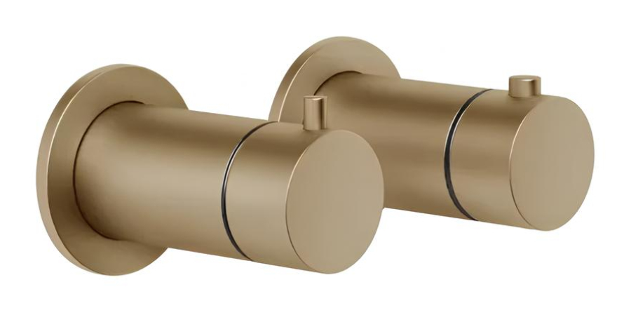 Термостат Gessi, встраиваемый, на 3 потребителя, внешние части, цвет Warm Bronze Brushed PVD