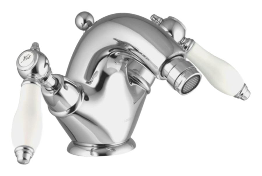 Смеситель для биде Carlo Frattini Herend, XS, с 2 гибкими шлангами, донным клапаном 1"1/4, ширина 188 мм, цвет никель брашированный