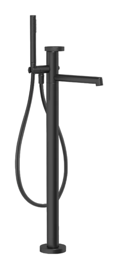 Смеситель для ванны Gessi Anello, напольный, 161х329 мм, с душевой лейкой, цвет Matte Black