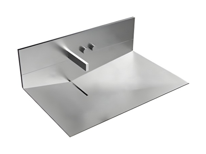 На изображении товар Раковина Antonio Lupi Lavandino 720 х 445 мм, подвесная в комплекте со смесителем, нержавеющая сталь полированная от официального представителя в Москве