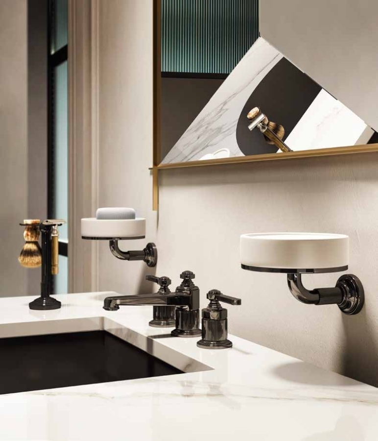 Мыльница Gessi Venti20, настенная, ø115 мм, цвет White/Nickel PVD - изображение 2