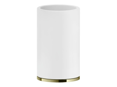 Стакан Gessi Inciso, настольный, ⌀75х127 мм, цвет White/Brass PVD
