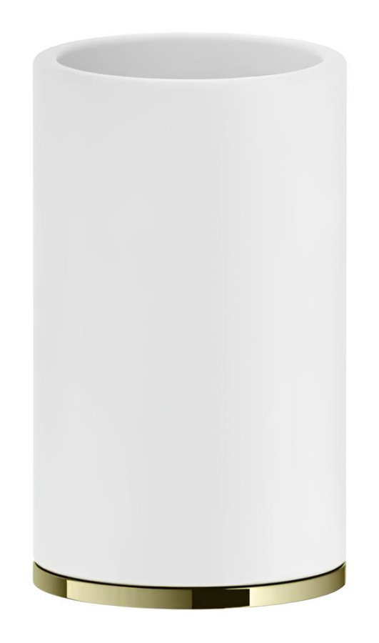 Стакан Gessi Inciso, настольный, ⌀75х127 мм, цвет White/Brass PVD