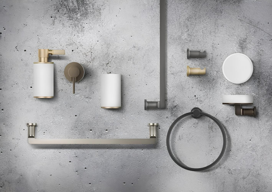 Стакан Gessi Inciso, настольный, ⌀75х127 мм, цвет White/Brass PVD - изображение 3