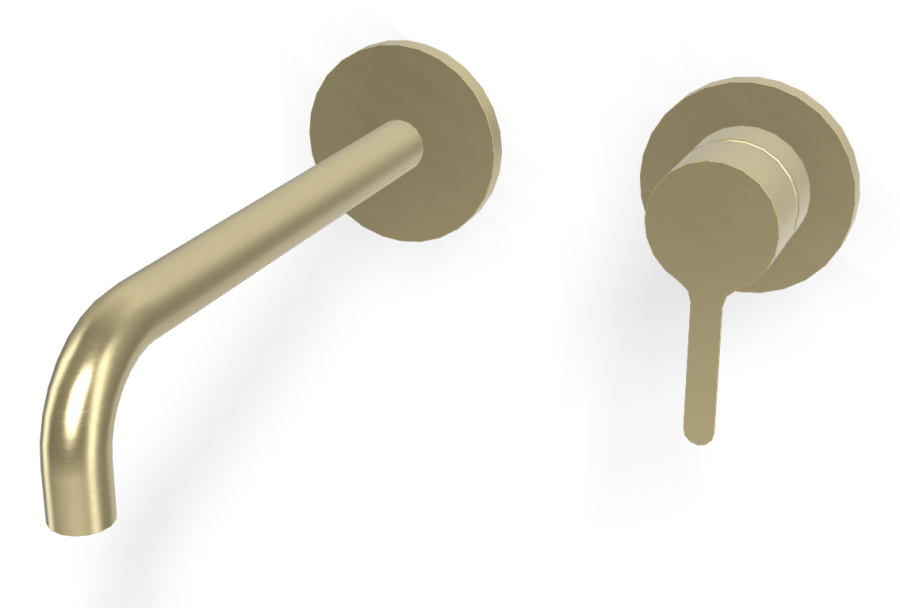 Смеситель для раковины Carlo Frattini Snap, настенный, однорычажный, с донным клапаном Click-Clack, излив 200 мм, внешняя часть, цвет брашированная шампань