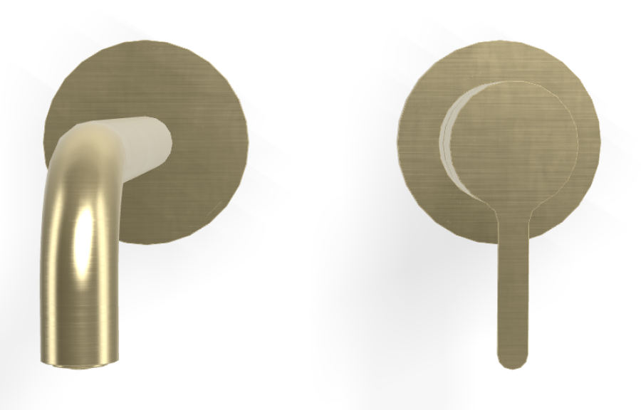 Смеситель для раковины Carlo Frattini Snap, настенный, однорычажный, с донным клапаном Click-Clack, излив 200 мм, внешняя часть, цвет брашированная шампань - изображение 1