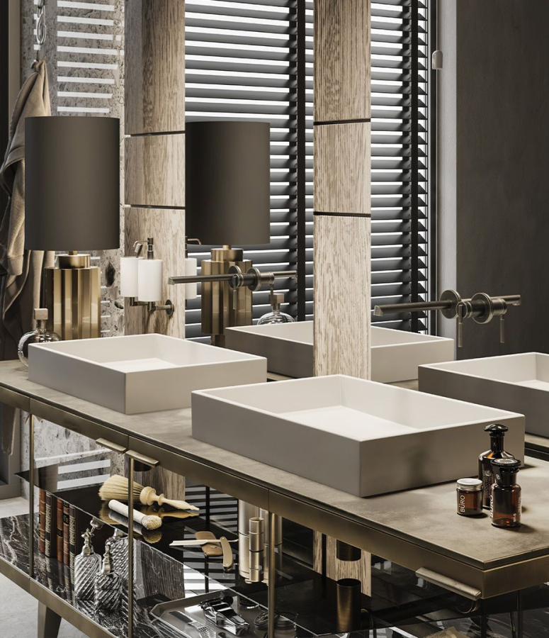 Смеситель для раковины Gessi Ingranaggio, встраиваемый, длинный излив, внешняя часть, цвет Finox Brushed Nickel - изображение 1