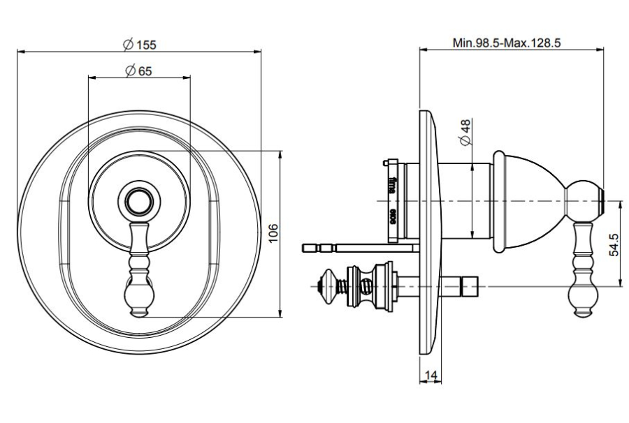 Смеситель для душа Carlo Frattini Elizabeth/Epoque, настенный, однорычажный, с переключателем на 2 потребителя, Ø155 мм, внешняя часть, цвет хром - изображение 1