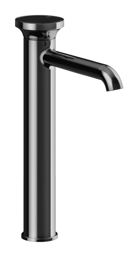 Смеситель для раковины Gessi Origini, высокий, без донного клапана, в комплект входит отделочная вставка, цвет Black Metal PVD