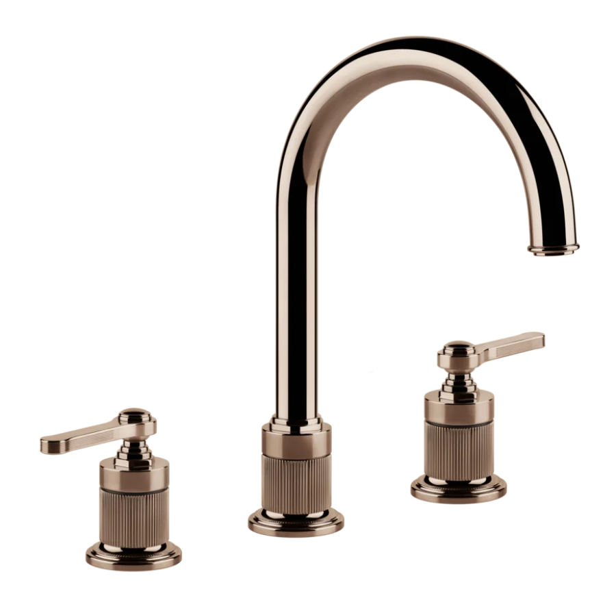 Смеситель для раковины Gessi Venti20, на 3 отверстия, зонтичный, без донного клапана, цвет Copper PVD