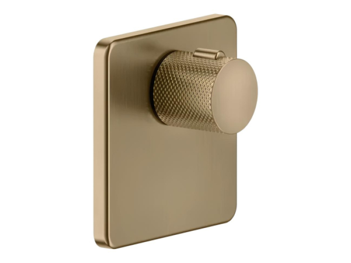 На изображении товар Термостат Gessi Inciso, встраиваемый, высокой производительности, внешняя часть, цвет Warm Bronze Brushed PVD от официального представителя в Москве