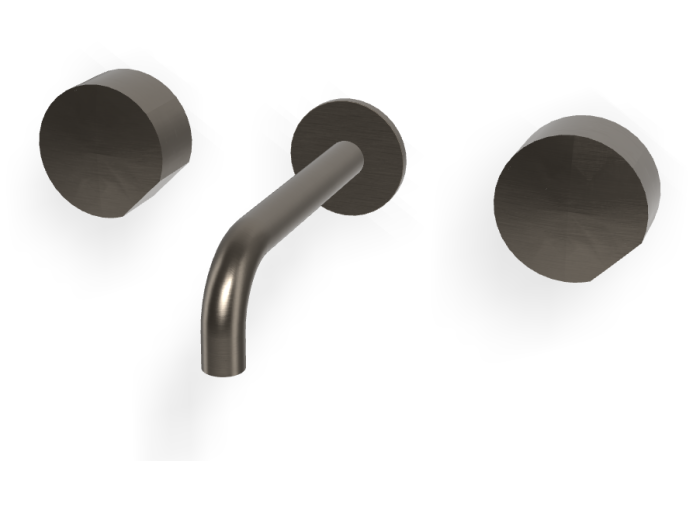 На изображении товар Смеситель для раковины Carlo Frattini SO, настенный, без ручек, с донным клапаном Click-Clack, L-159 мм, внешняя часть, цвет чёрный хром брашированный от официального представителя в Москве