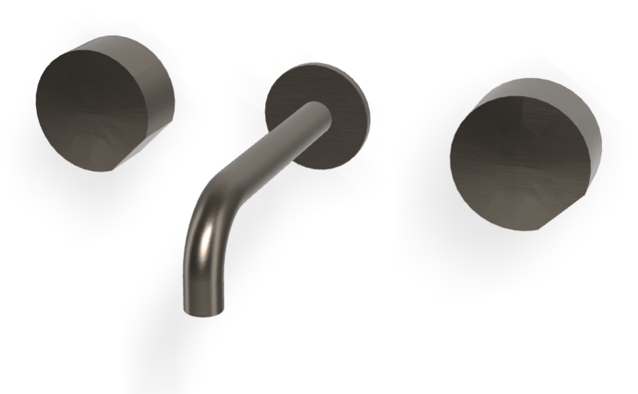 Смеситель для раковины Carlo Frattini SO, настенный, без ручек, с донным клапаном Click-Clack, L-159 мм, внешняя часть, цвет чёрный хром брашированный