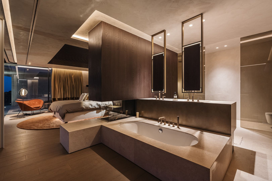 Смеситель для ванны Gessi Inciso, на 5 отверстий, с изливом и ручным душем, цвет Brushed Brass PVD - изображение 2