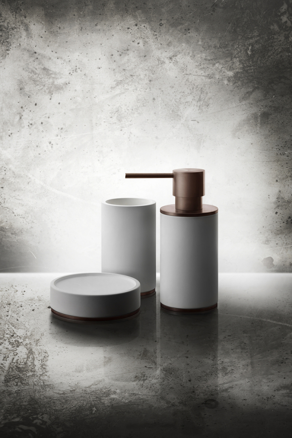 Дозатор Gessi316, настольный, ⌀75хh190 мм, цвет White/Black Metal Brushed PVD - изображение 1