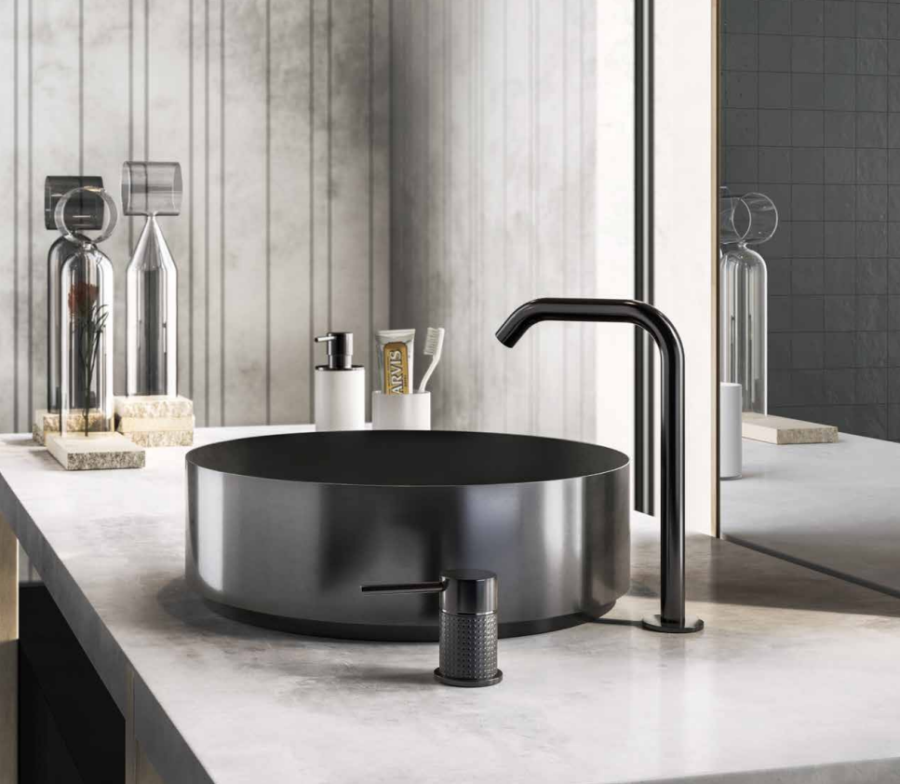 Дозатор Gessi316, настольный, ⌀75хh190 мм, цвет White/Black Metal Brushed PVD - изображение 2