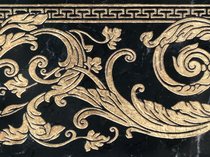 На изображении товар Akros Venezia Камень Luxurious Thalia border Nero Marquinia – Gold 14.8X40X1 от официального представителя в Москве