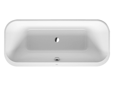 На изображении товар Ванна Duravit Happy D.2 Plus, отдельностоящая, 1800x800 мм, с двумя наклонами для спины, с бесшовной акриловой панелью, цвет белый от официального представителя в Москве