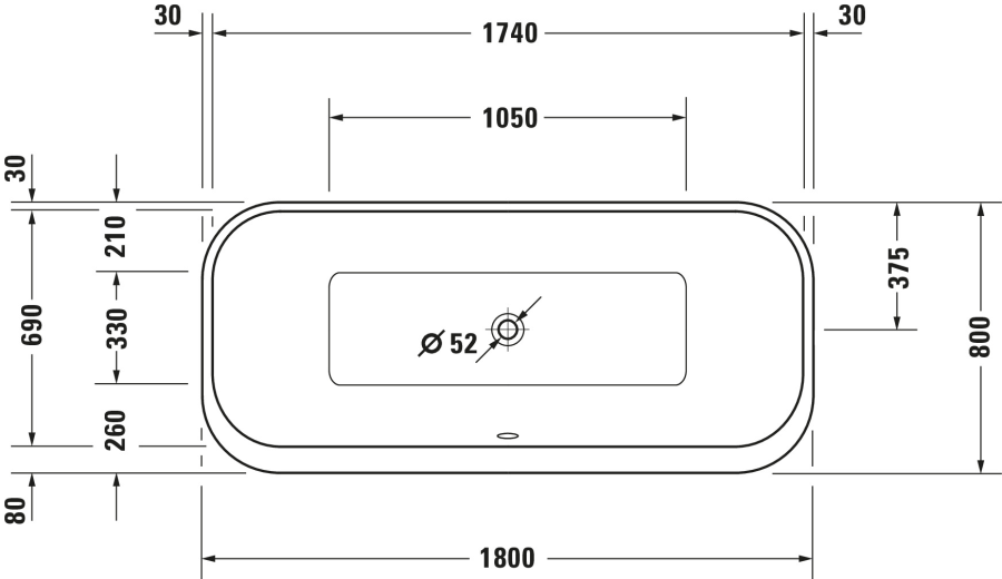 Ванна Duravit Happy D.2 Plus, отдельностоящая, 1800x800 мм, с двумя наклонами для спины, с бесшовной акриловой панелью, цвет белый - изображение 6