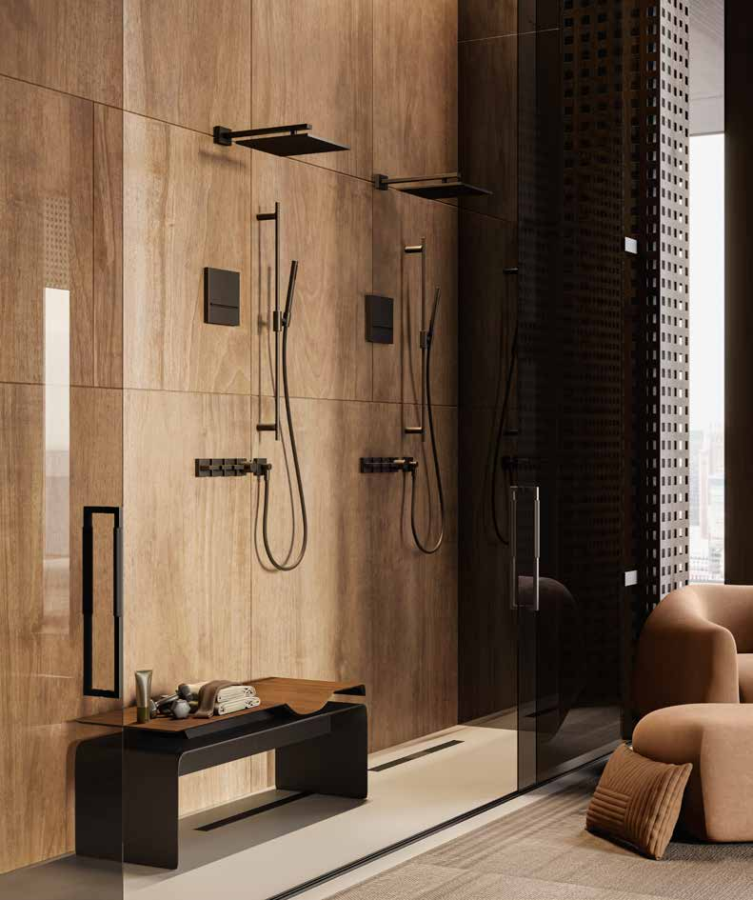 Душевой гарнитур Gessi Inverso, штанга h900 мм, ручной душ, шланговое подсоединение, цвет Matte Black - изображение 1