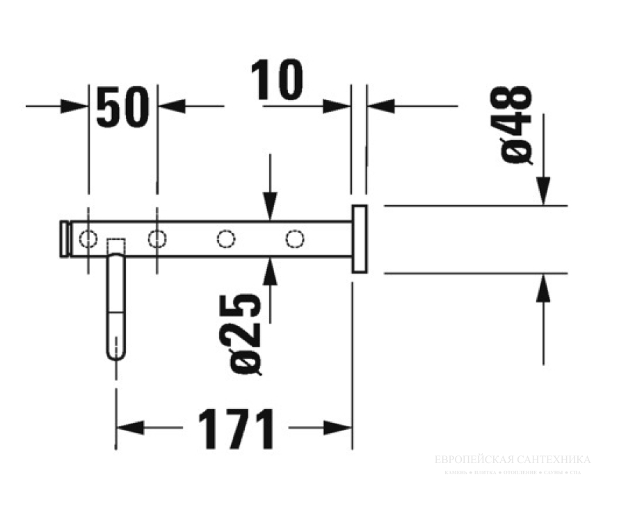 Полка для полотенец Duravit D-Code настенная, L-650 x 220 мм, латунь, цвет хром - изображение 3