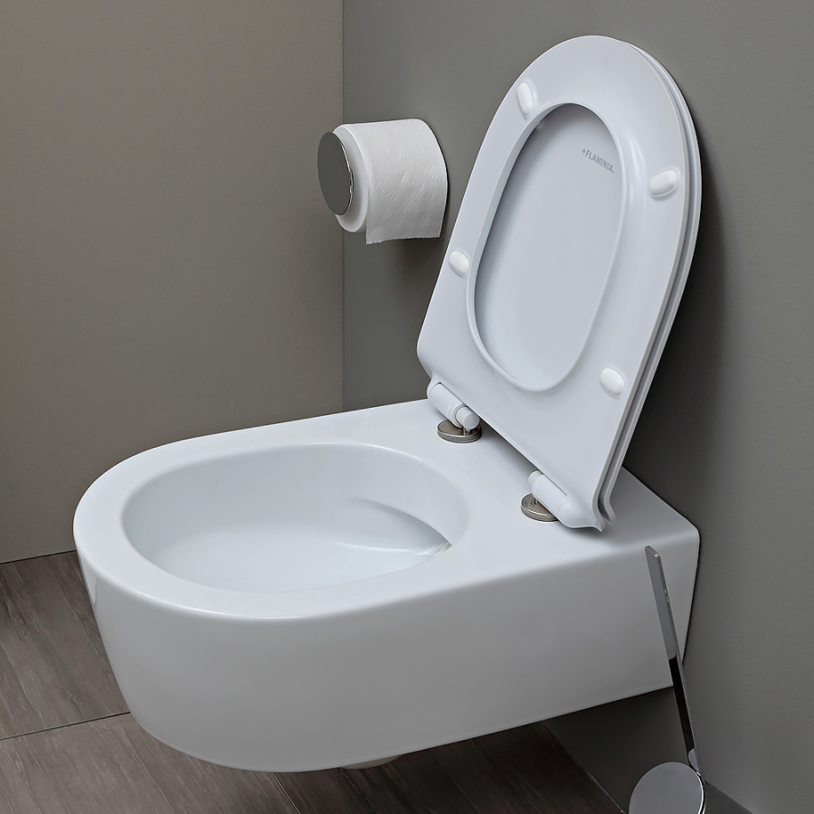 Унитаз Flaminia Link, подвесной, 560х360 мм, безободковый с системой goclean, цвет Latte - изображение 5