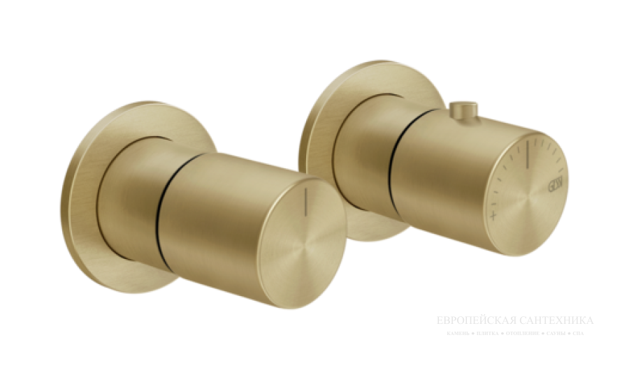 Термостат Gessi Habito, настенный, встраиваемый, на 2 потребителя, цвет Brushed Brass PVD