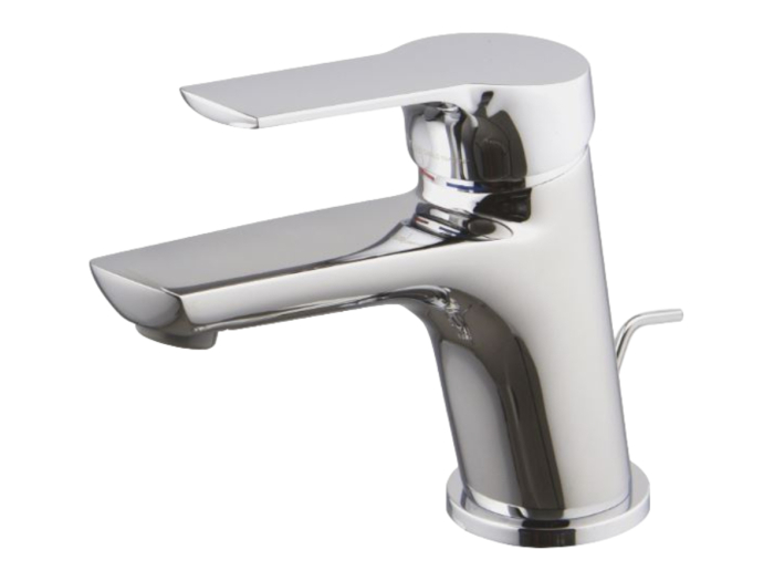 На изображении товар Смеситель для раковины Carlo Frattini Serie 4, с 2 гибкими шлангами 370 мм, донным клапаном 1"1/4 с переливом, Н-132 мм, цвет хром от официального представителя в Москве