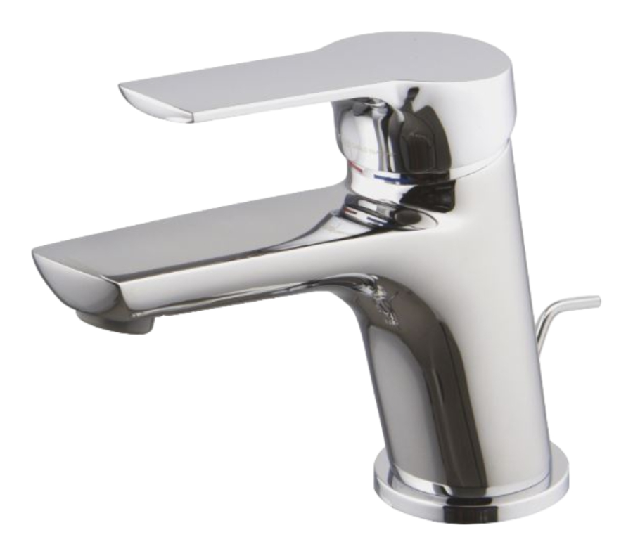 Смеситель для раковины Carlo Frattini Serie 4, с 2 гибкими шлангами 370 мм, донным клапаном 1"1/4 с переливом, Н-132 мм, цвет хром