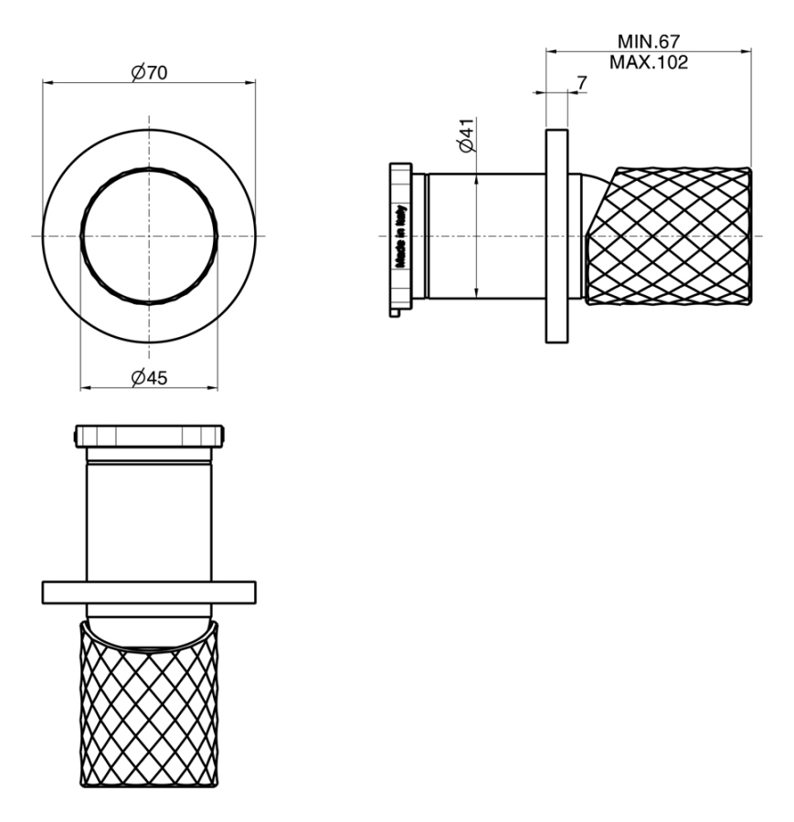 Cмеситель для душа Carlo Frattini Spillo Tech , X Collection, встраиваемый, внешняя часть, цвет золото - изображение 1