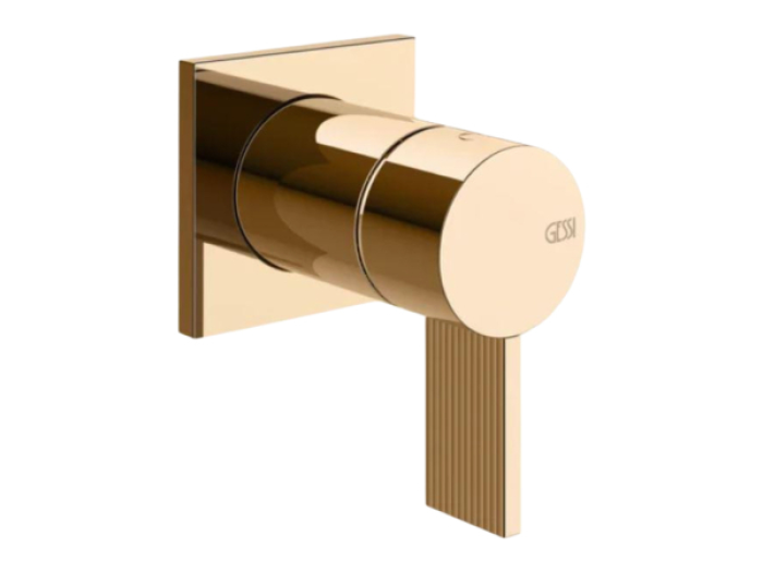 На изображении товар Смеситель для душа Gessi Inverso, встраиваемый, однорычажный, настенный, внешняя часть, Н-98 мм, цвет Warm Bronze PVD от официального представителя в Москве