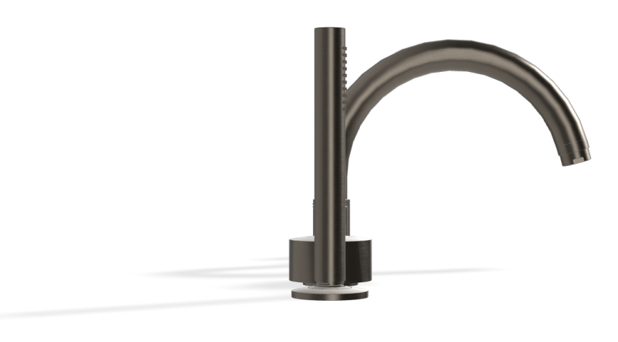 Смеситель для ванны Carlo Frattini SO, на борт, с изливом, вытяжным ручным душем, без ручек, цвет чёрный хром брашированный - изображение 2