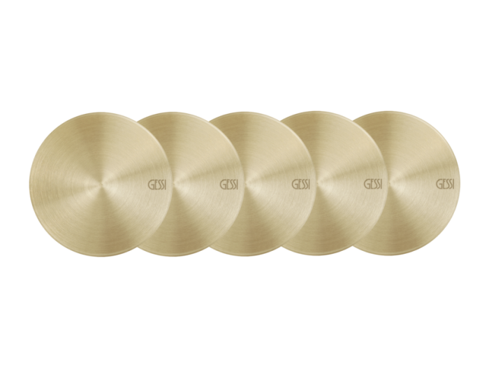 На изображении товар Набор вставок Gessi Origini, из 5 штук, цвет Brushed Brass PVD от официального представителя в Москве