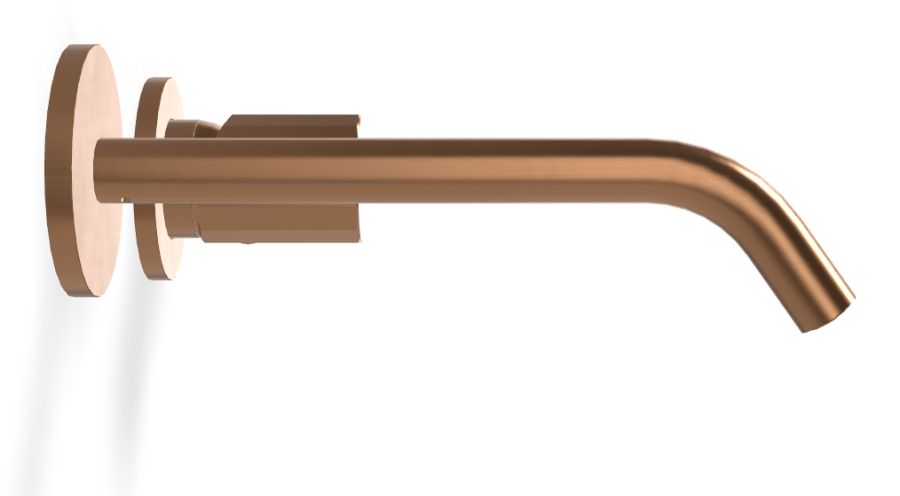 Смеситель для раковины Carlo Frattini Spillo Tech, ручка V Collection, настенный, с донным клапаном Click-Clack, излив 210 мм, внешняя часть, цвет брашированная янтарная бронза - изображение 2