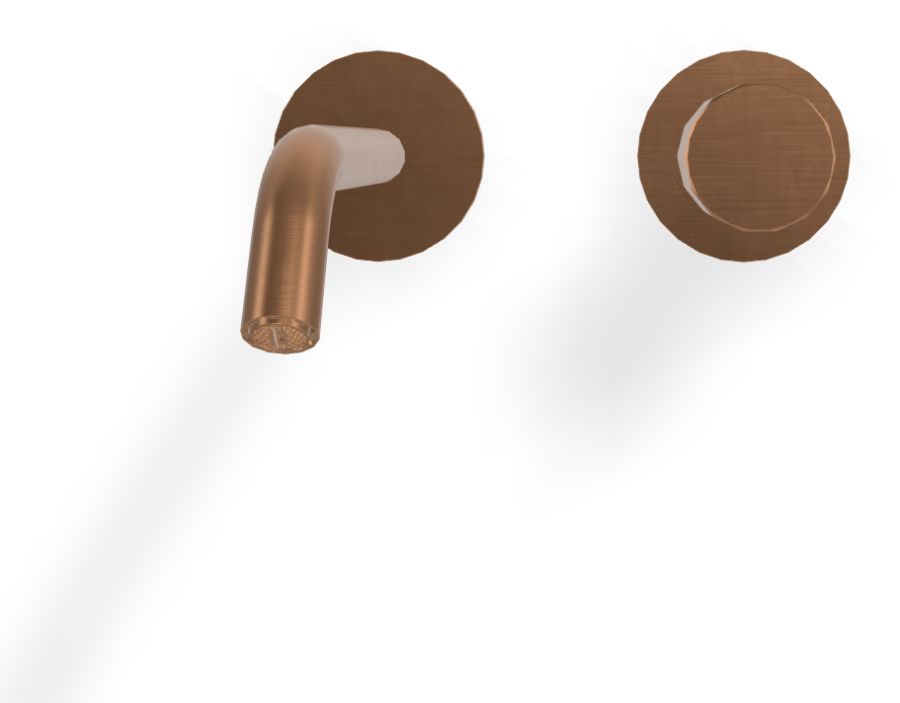 Смеситель для раковины Carlo Frattini Spillo Tech, ручка V Collection, настенный, с донным клапаном Click-Clack, излив 210 мм, внешняя часть, цвет брашированная янтарная бронза - изображение 1