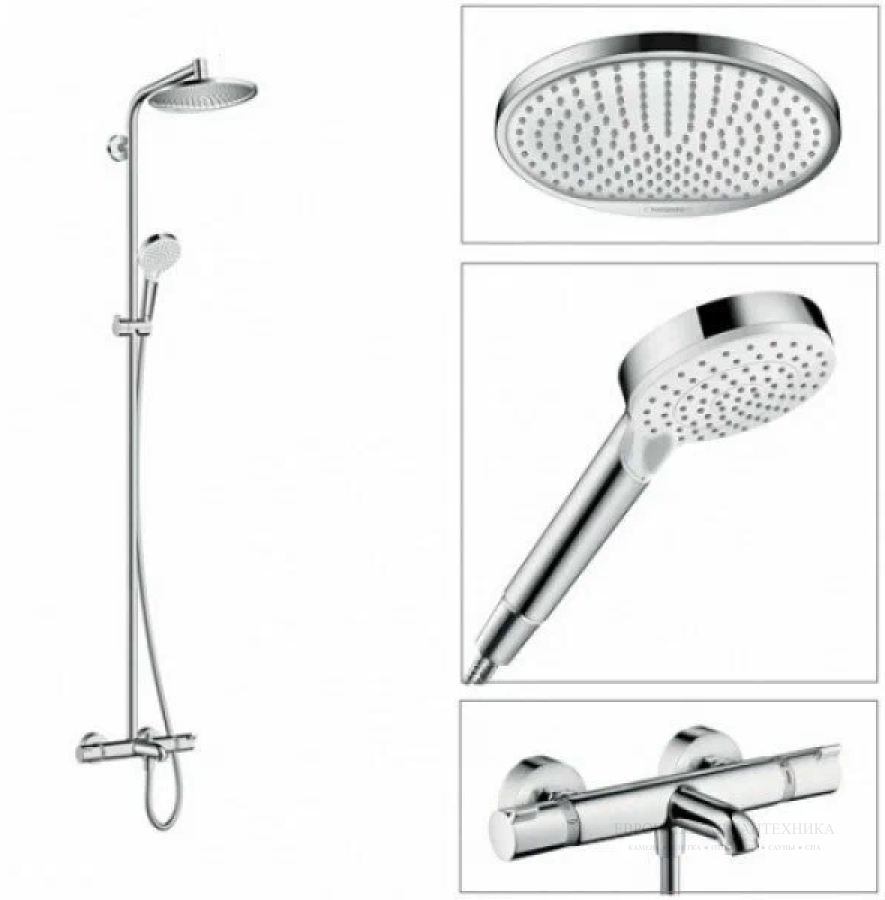 Душевая система Hansgrohe Crometta S 240 Showerpipe  для ванны, цвет хром - изображение 1