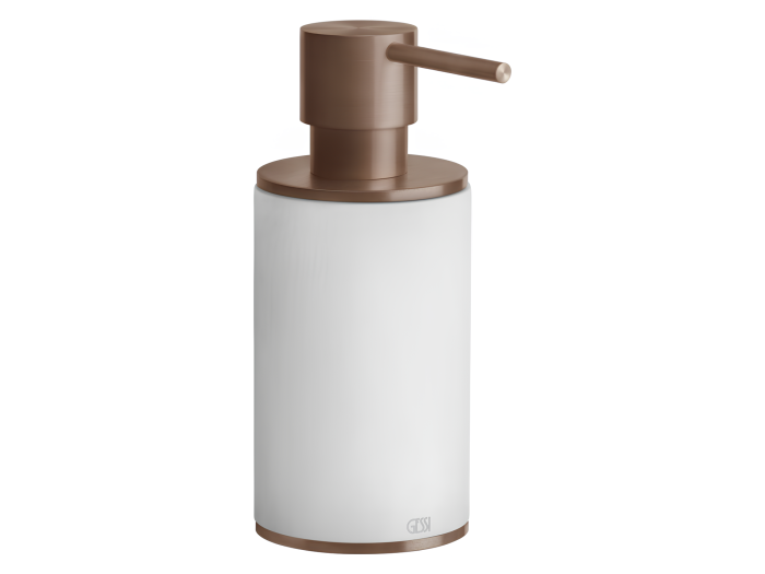 На изображении товар Дозатор Gessi316, настольный, ⌀75хh190 мм, цвет White/Copper Brushed PVD от официального представителя в Москве
