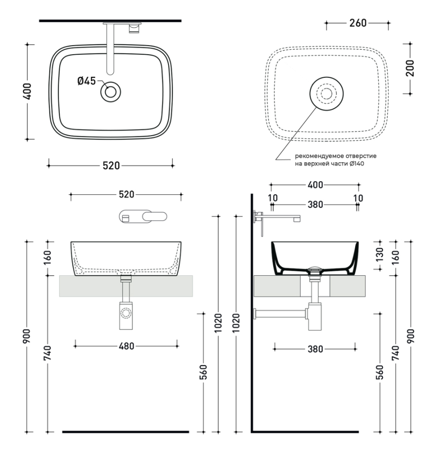 Раковина Flaminia Play, накладная, 520х400 мм, без перелива, цвет Terracotta - изображение 2