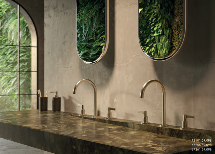 Смеситель для раковины Newform Blink Luxury, двухрычажный, на 3 отверстия, излив 180x272h мм, без донного клапана, цвет PVD Gun metal - изображение 1