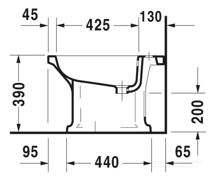 Биде Duravit Series 1930 напольное, 600х355 мм, с 1 отверстием под смеситель, цвет белый глянцевый - изображение 5